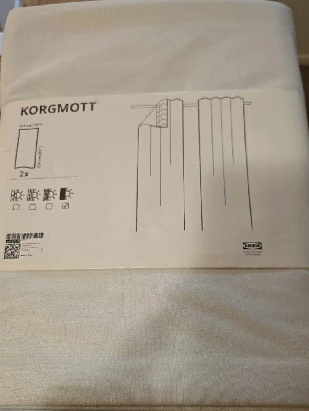 IKEA KORGMOTT White Curtain Panel Set (1 Pair)